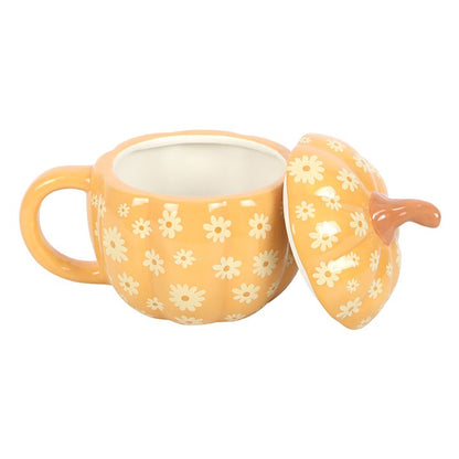 GROOVY FLORAL PUMPKIN | CANECA COM TAMPA