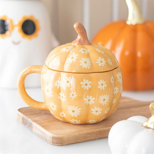 GROOVY FLORAL PUMPKIN | CANECA COM TAMPA